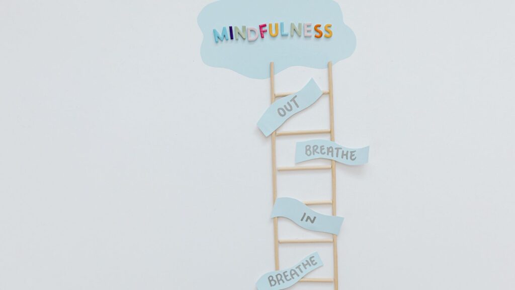 Mindfulness Quotes, breathe in and breathe out, Wood stair, Mindfulness.